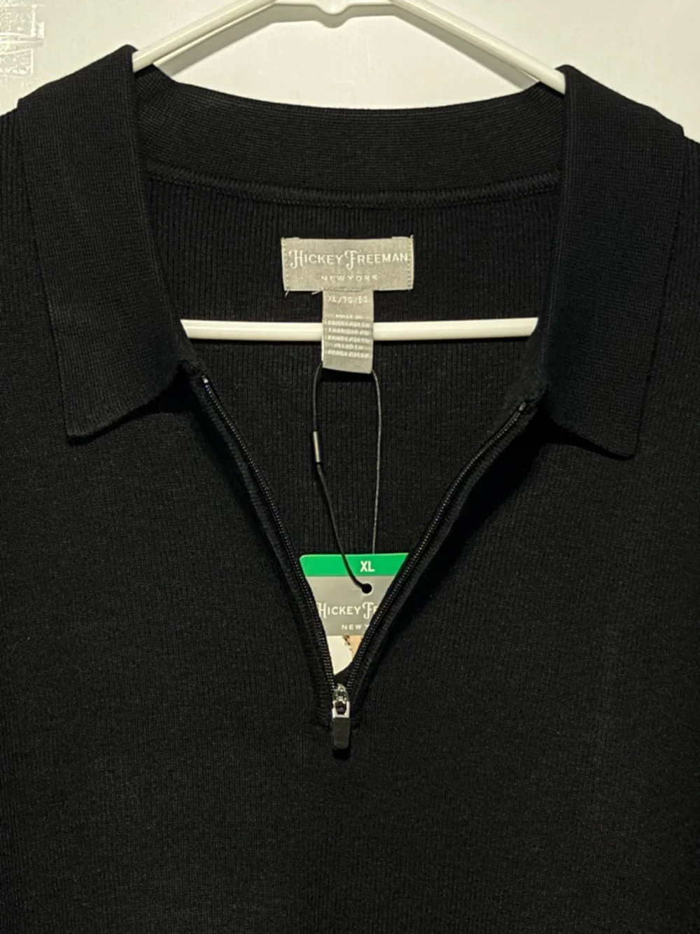 Hickey Freeman Black Sweater Polo XL NWT Quarter Zip